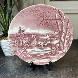 4- Williams Sonoma‎ Wedgwood SNOWY VILLAGE 12" Round Serving Dinner Plate NEW